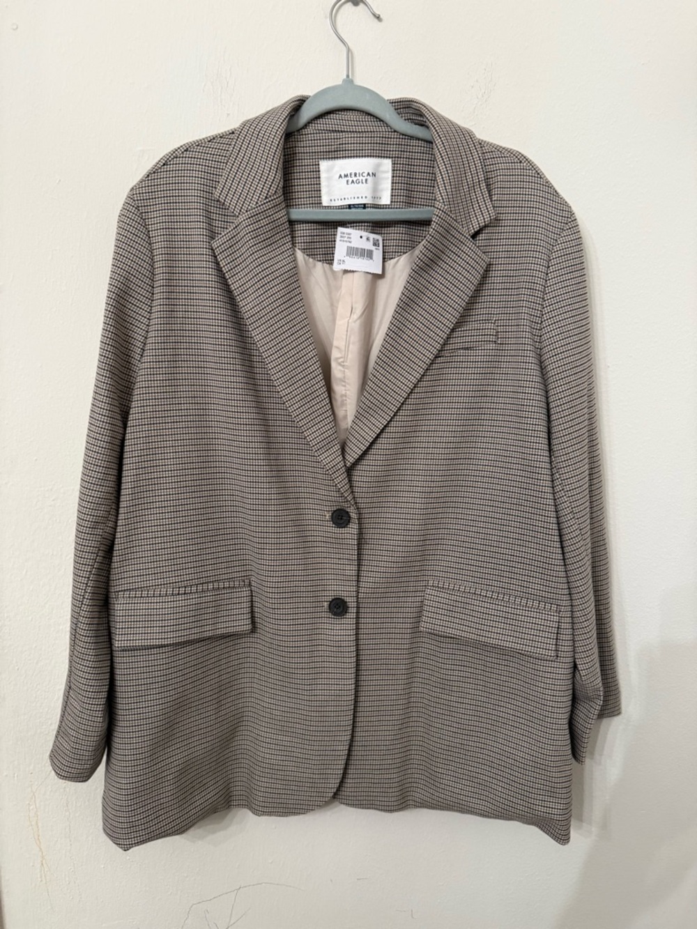American Eagle Outfitters Women's Houndstooth Blazer Jacket oversized